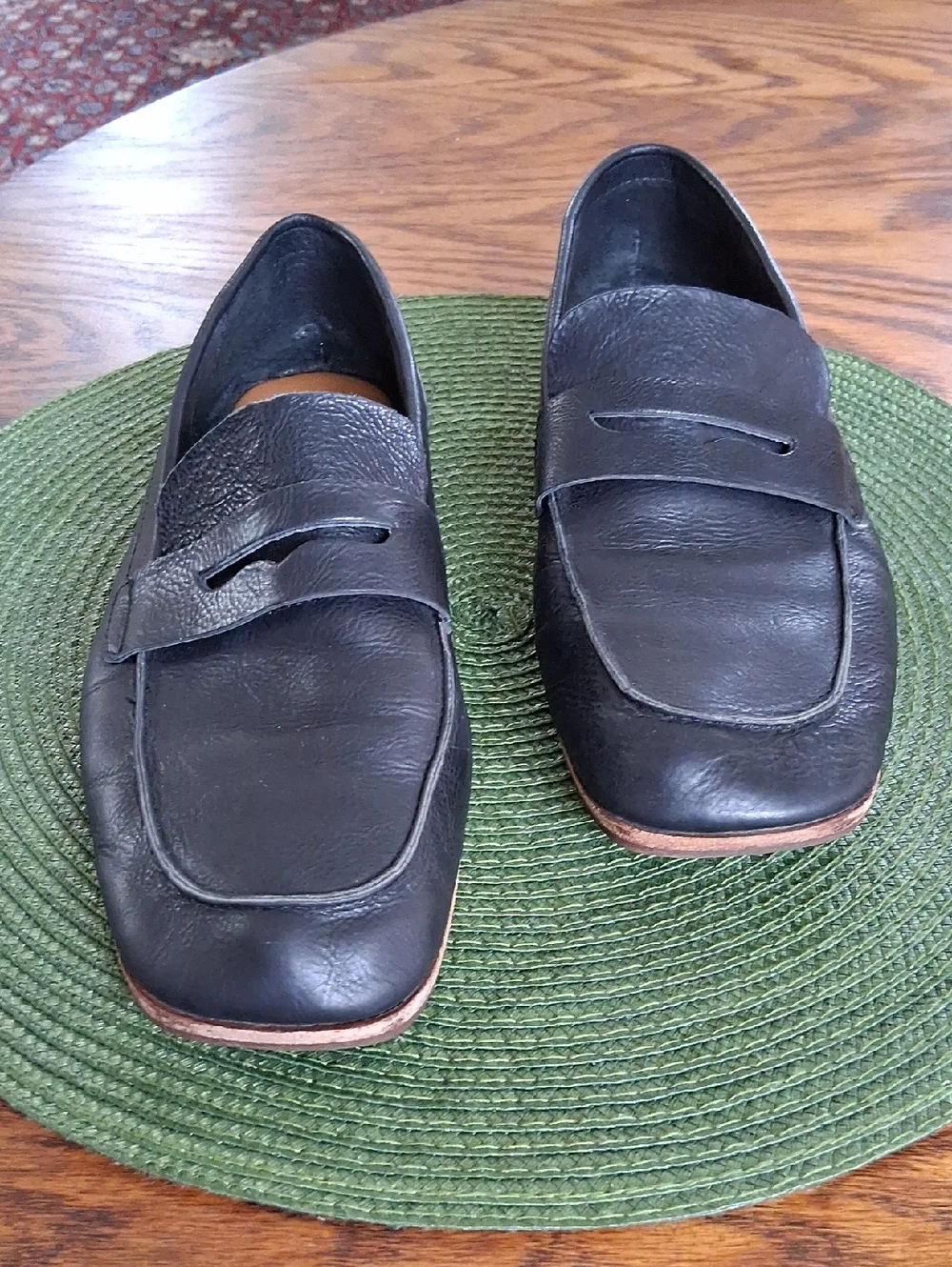 Kork-Ease Pisa Black Leather Square Toe Academia Preppy Loafers Size 8